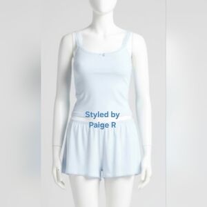 💕NWT SKIMS Soft Lounge Lace Cami And Shorts 2 Piece Sleep Set BLUE QUARTZ M